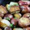 Roasted red potatoes drizzled with a garlic olive oil and tossed with aromatics
