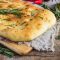  Rosemary focaccia toasted with roasted garlic butter